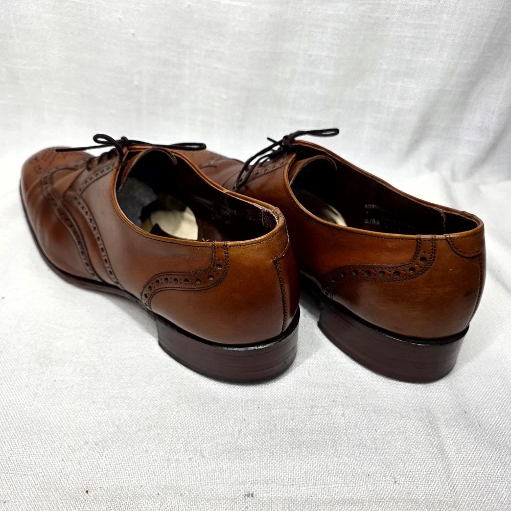 Bostonian Wingtip Oxford Mens 12 Brown‎ Leather Brogue Dress Shoes Lace Classic